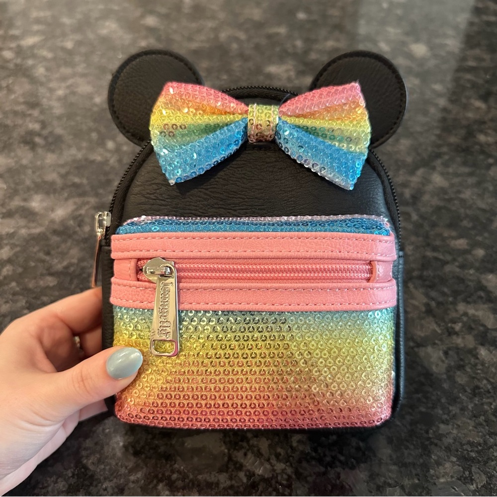 NWOT‎ Disney Parks Loungefly Mini Bag Sequin Pastel Rainbow